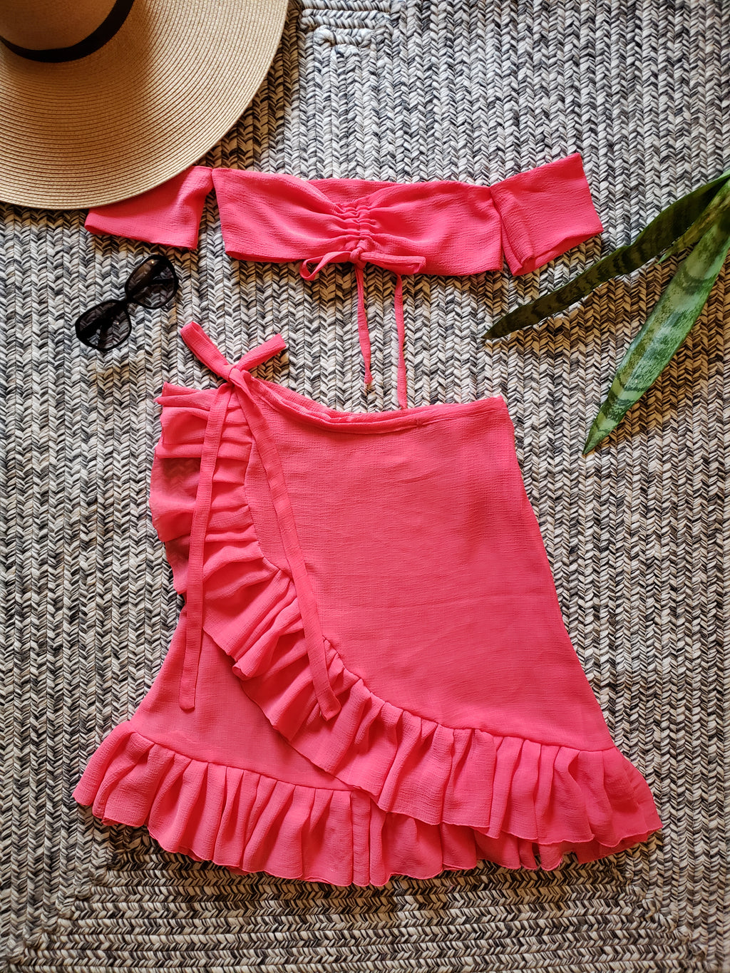 Coral Ruffle Co-ord Set