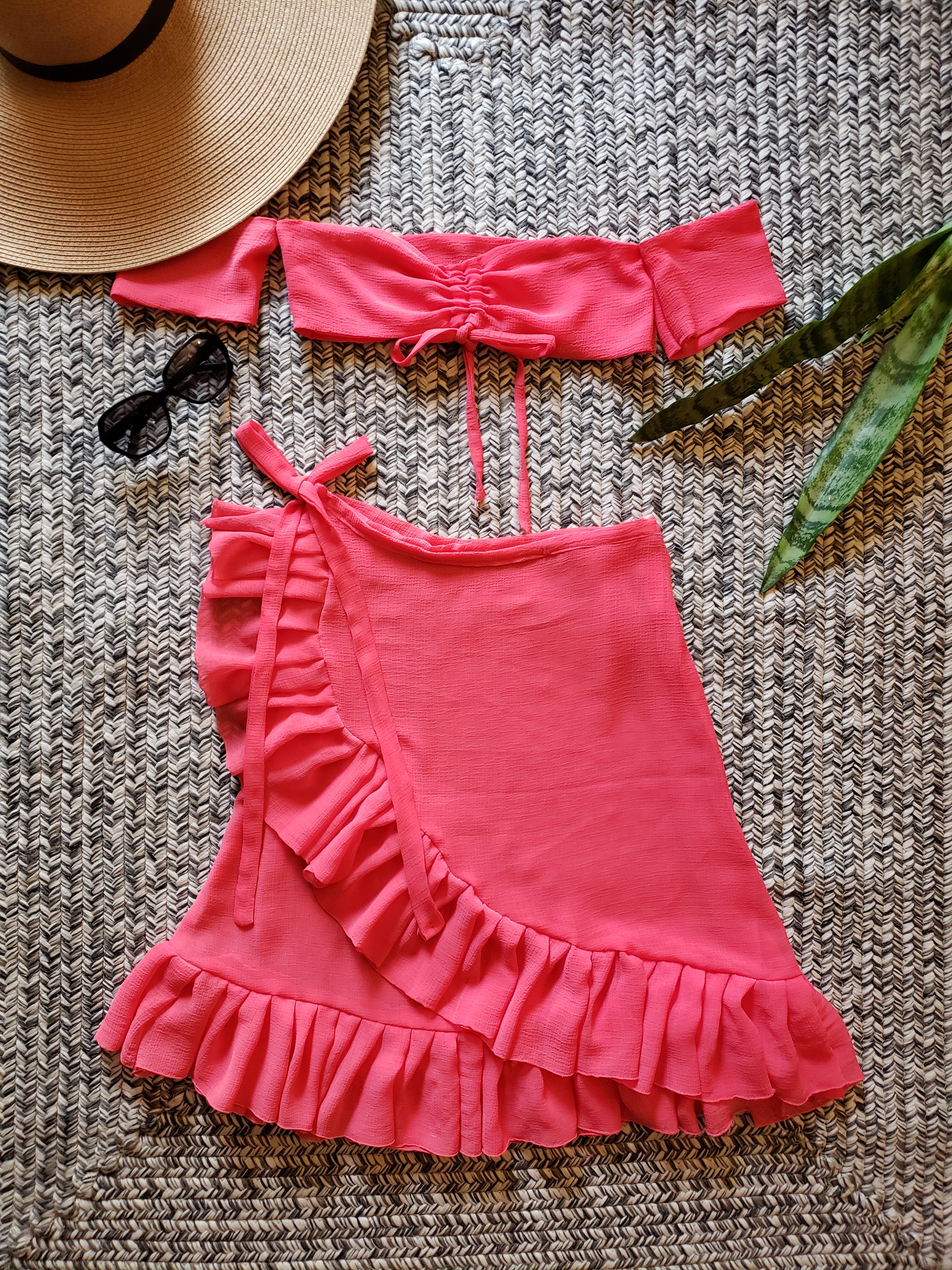 Coral Ruffle Co-ord Set